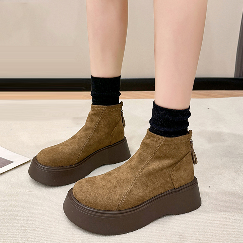 Sewing Latex - Women Ankle Boots Platform Chunky Sole