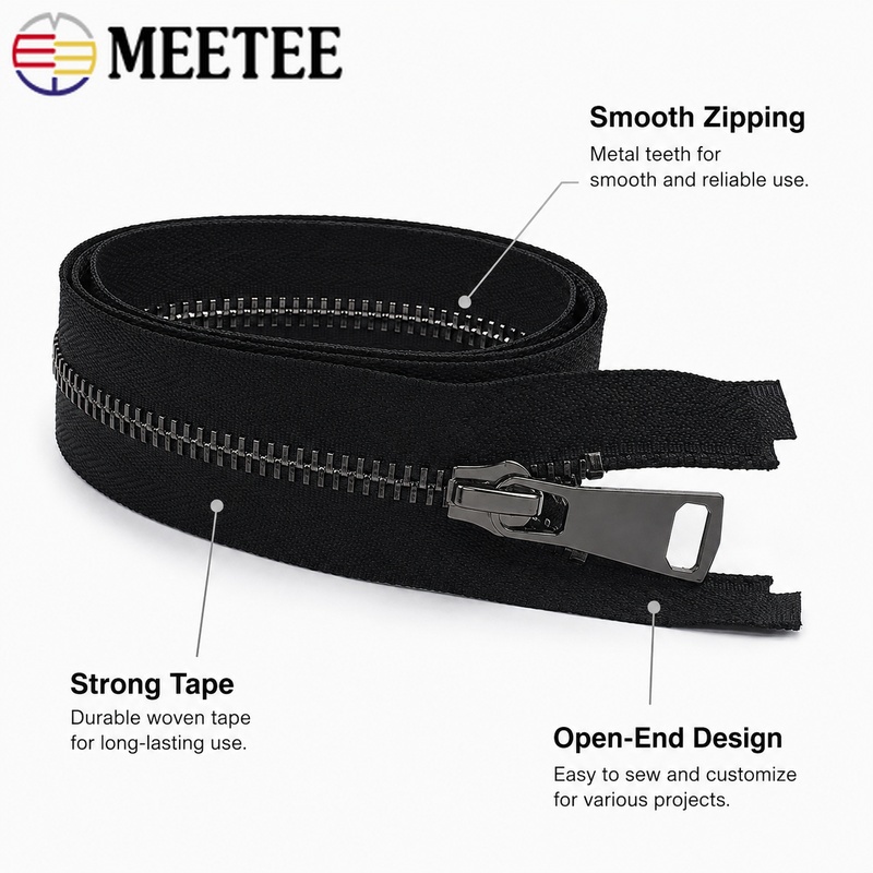 1/5Pcs 5# 50-150cm Metal Auto- - Sewing Front Zipper 评论和价格