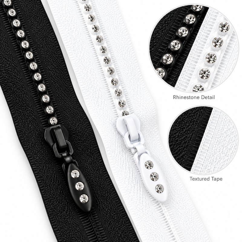 1/2Pcs 50/60/70cm 5# Resin Rhi - Sewing Front Zipper 评论和价格