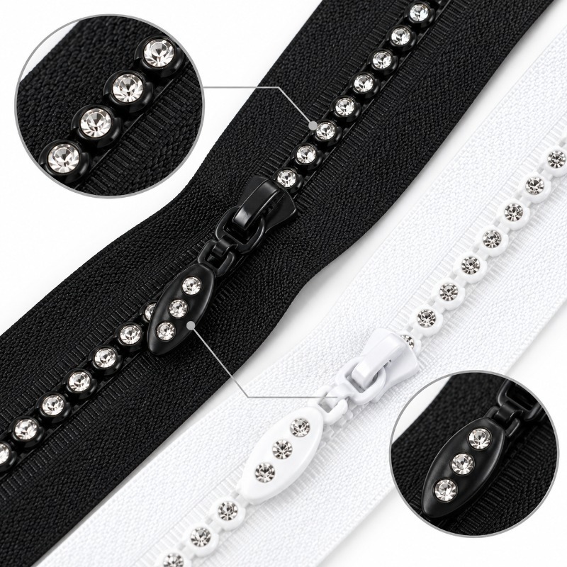 1/2Pcs 50/60/70cm 5# Resin Rhi - Sewing Front Zipper 评论和价格