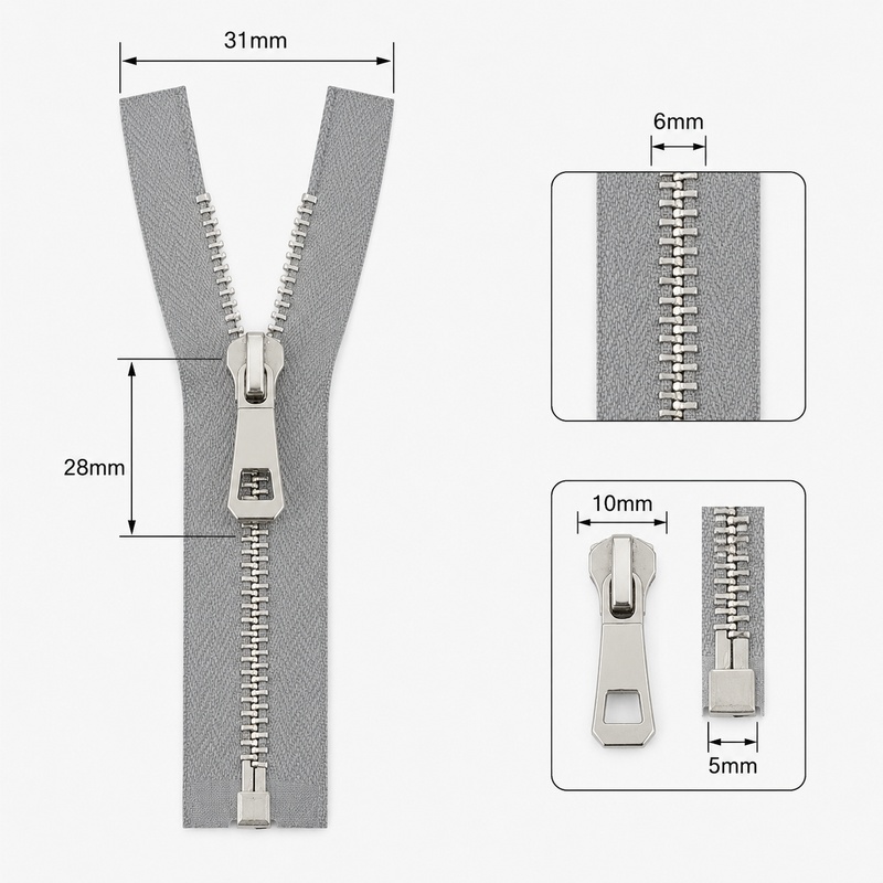 1/2/5Pcs 5# 35-85cm Metal Open - Sewing Front Zipper 评论和价格