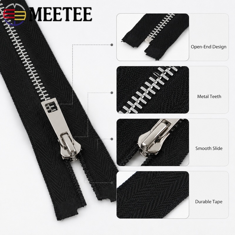 5/10Pcs 40-80cm 5# Metal Open  - Sewing Front Zipper 评论和价格
