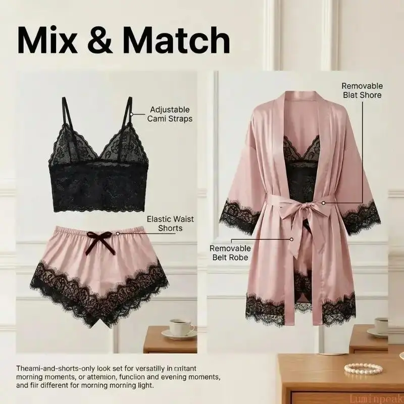 Women's 4-Piece Satin Pajama S - Sewing Cloth 评论和价格