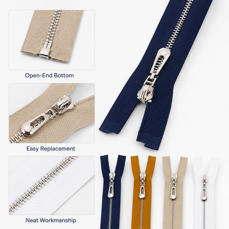5Pcs 3# 40-70cm Metal Open-End - Sewing Front Zipper 评论和价格